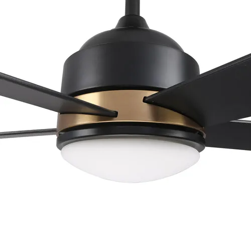 SIMOY 52" In. Black/Black (Gold Detail) 5 Blade Smart Ceiling Fan with LED Light Kit Works with LED Light Kit & Wall Switch