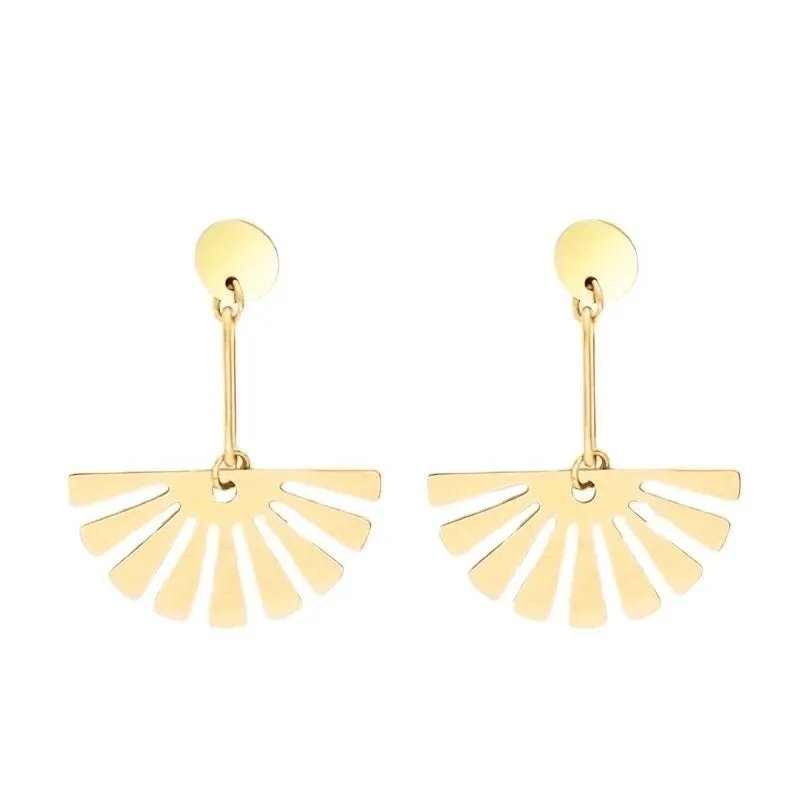 Simple Geometric Creative Stainless Steel Fan-shaped Earrings