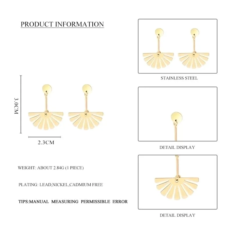 Simple Geometric Creative Stainless Steel Fan-shaped Earrings