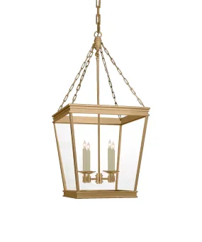 Small Launceton Hanging Lantern, Antique Burnished Brass