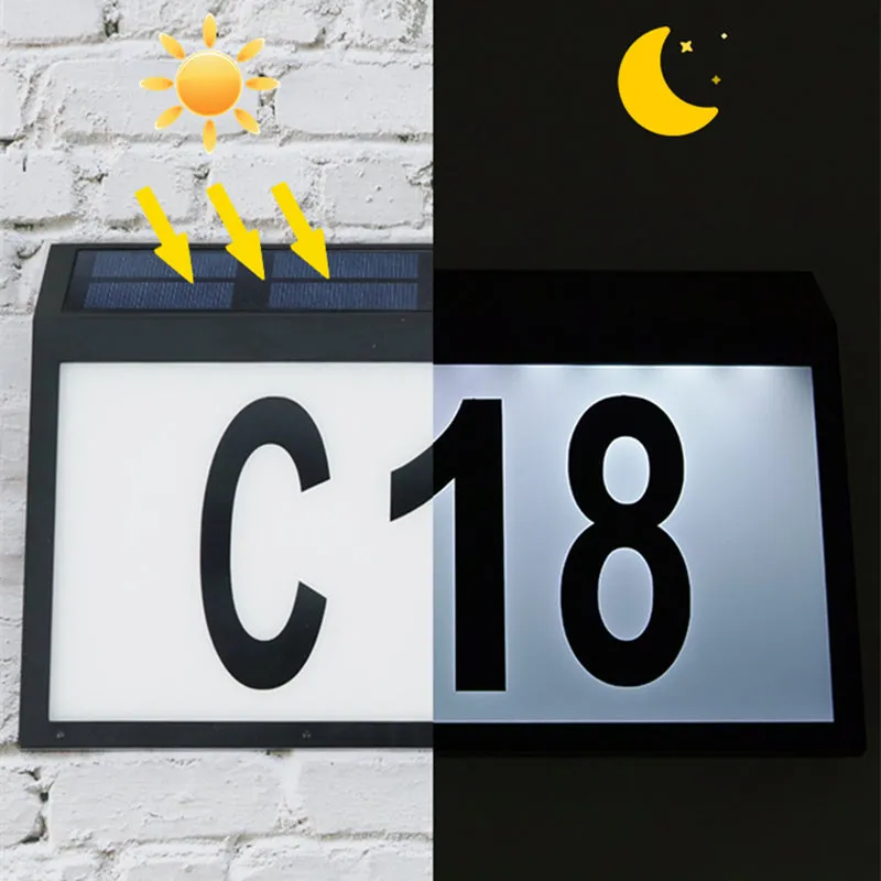 Solar LED Address Sign House Number Plaque Light