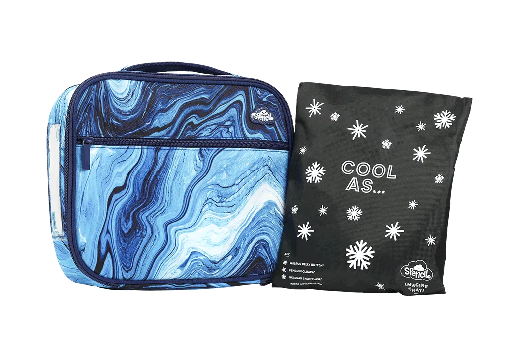 Spencil Insulated Lunch Bag with Chill Pack - Ocean Marble