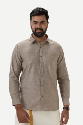 Swaraj - Sand Brown Silk Shirts For Men | Uathayam