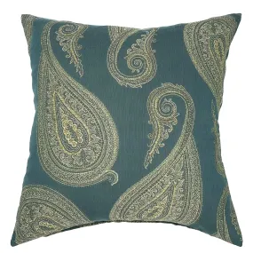 Teal Paisley Jacquard Throw Pillow Cover 20x20