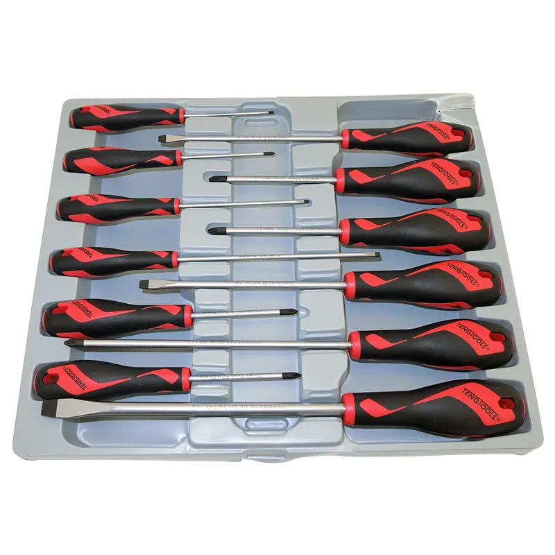 Teng Tools - 12 Piece Mega Drive Screwdriver Set Slotted Phillips and Pozi MD912N