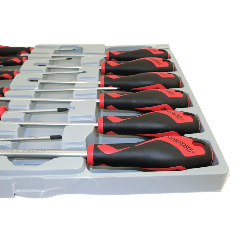 Teng Tools - 12 Piece Mega Drive Screwdriver Set Slotted Phillips and Pozi MD912N