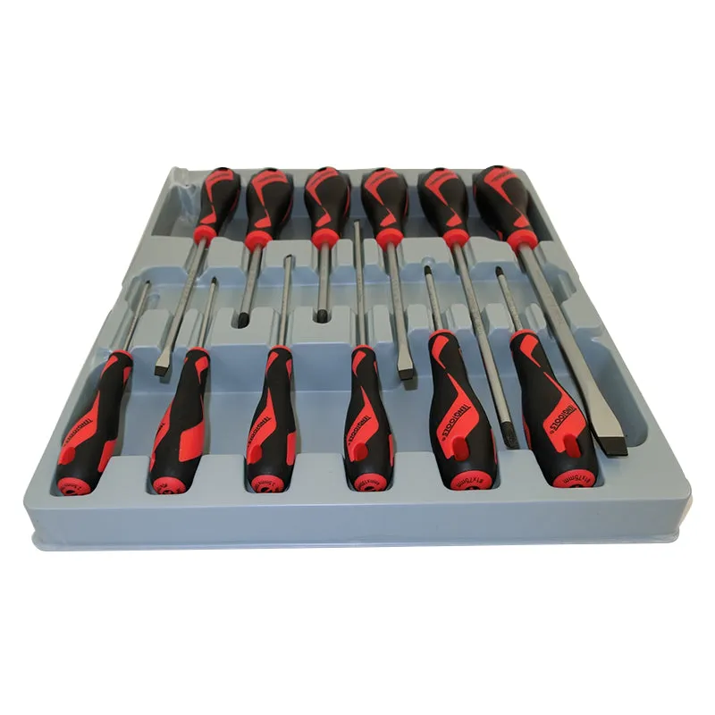 Teng Tools - 12 Piece Mega Drive Screwdriver Set Slotted Phillips and Pozi MD912N