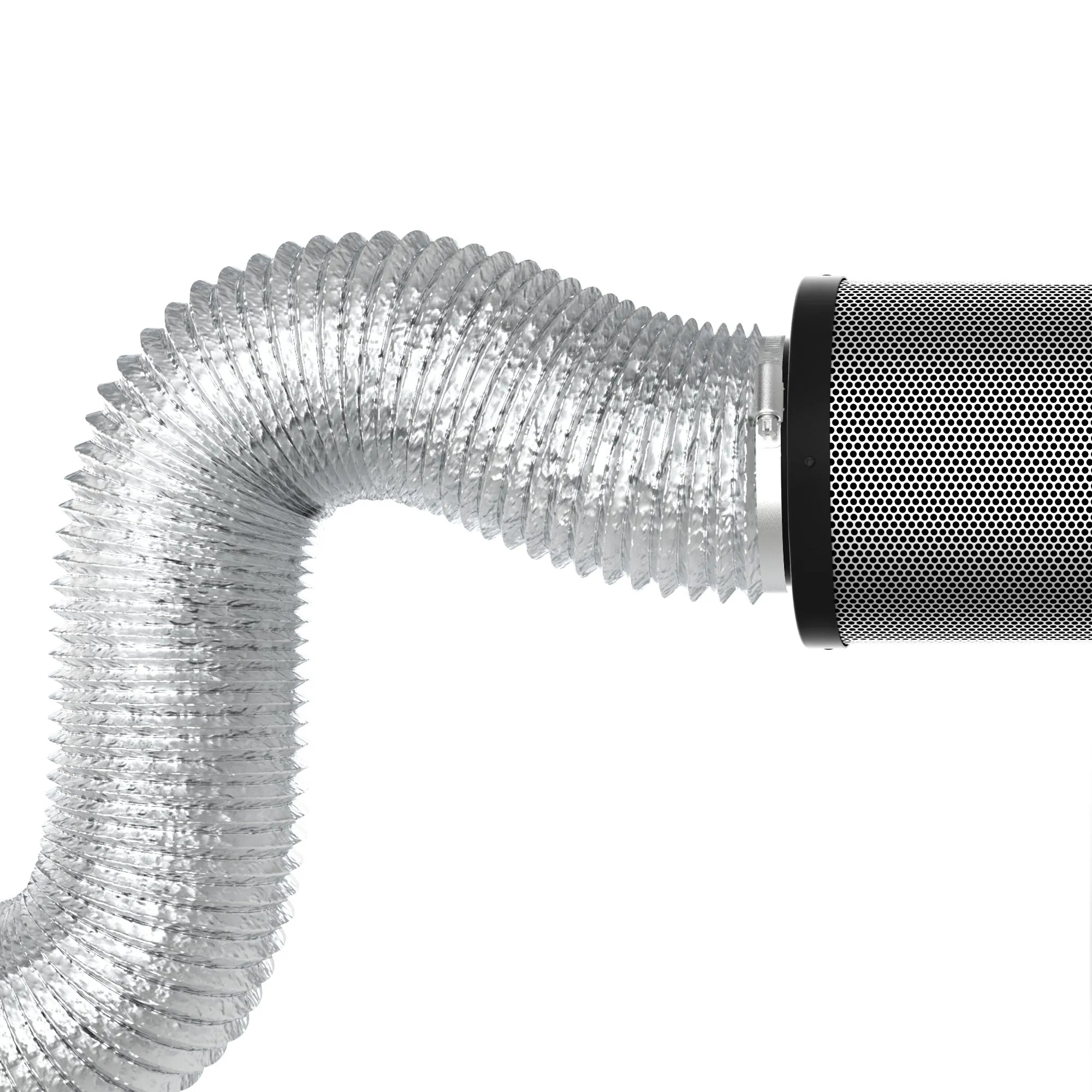 TerraBloom 6" Air Duct - 25 FT Long, Silver Flexible Ducting with 2 Clamps