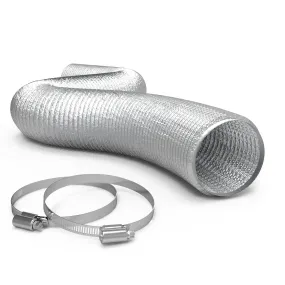 TerraBloom 6" Air Duct - 25 FT Long, Silver Flexible Ducting with 2 Clamps