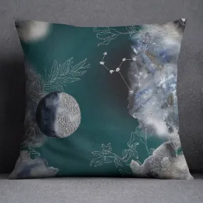 Tin Skies Teal Celestial Throw Pillow