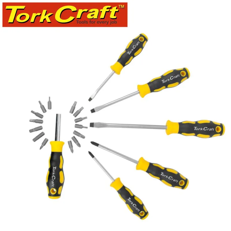 TORK CRAFT 20PC SCREWDRIVER SET INCLUDES INSERT BITS KT2301