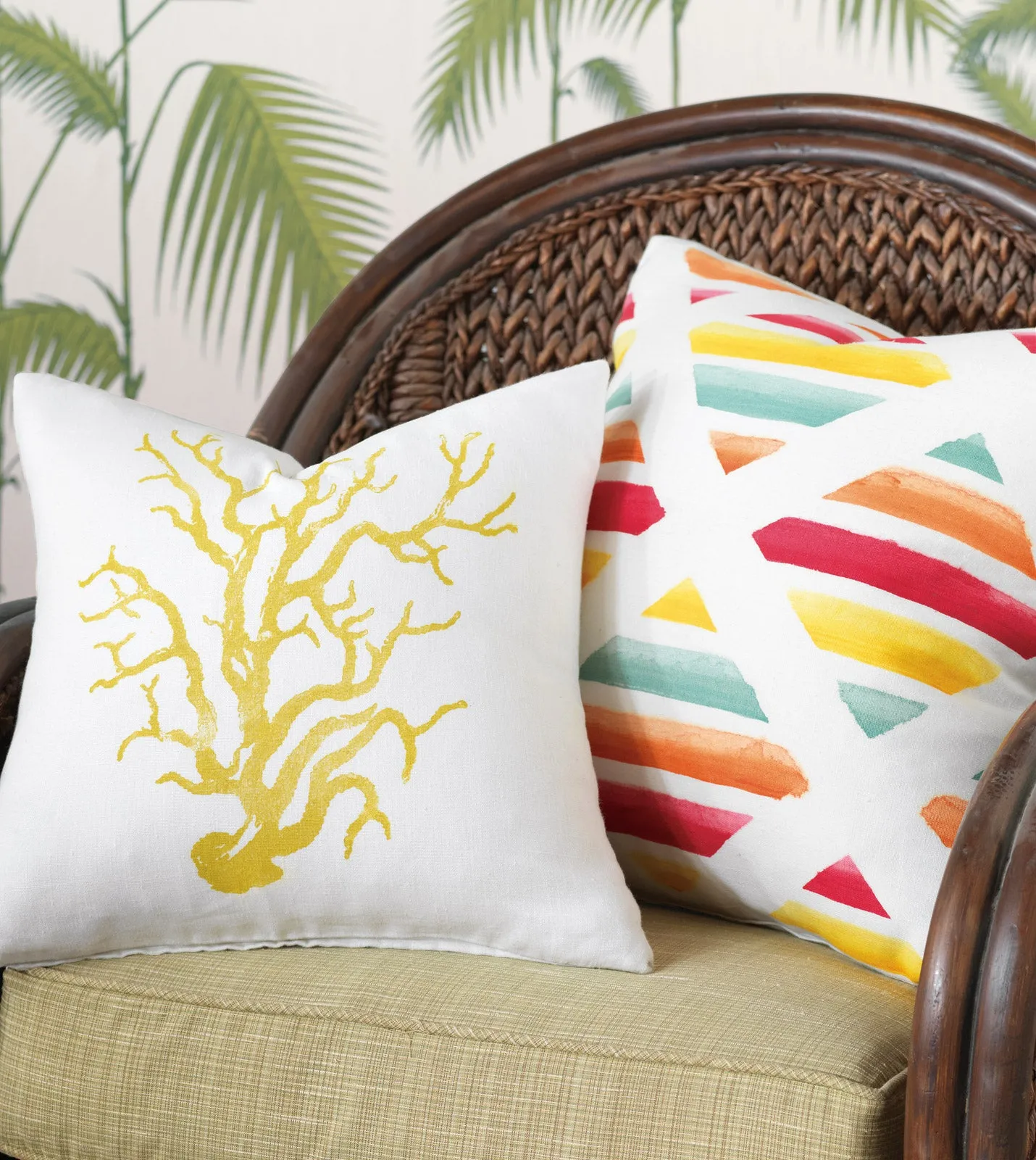 Tropical Coral Sea Life Throw Pillow Cover 18x18