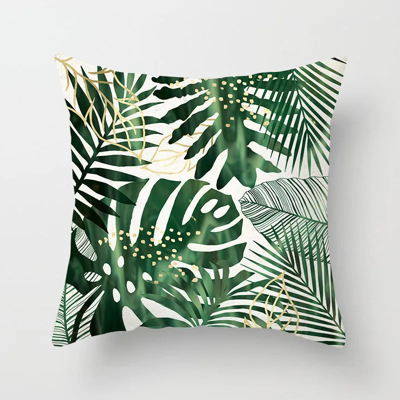 Tropical Leaf Cactus Throw Pillow  Covers