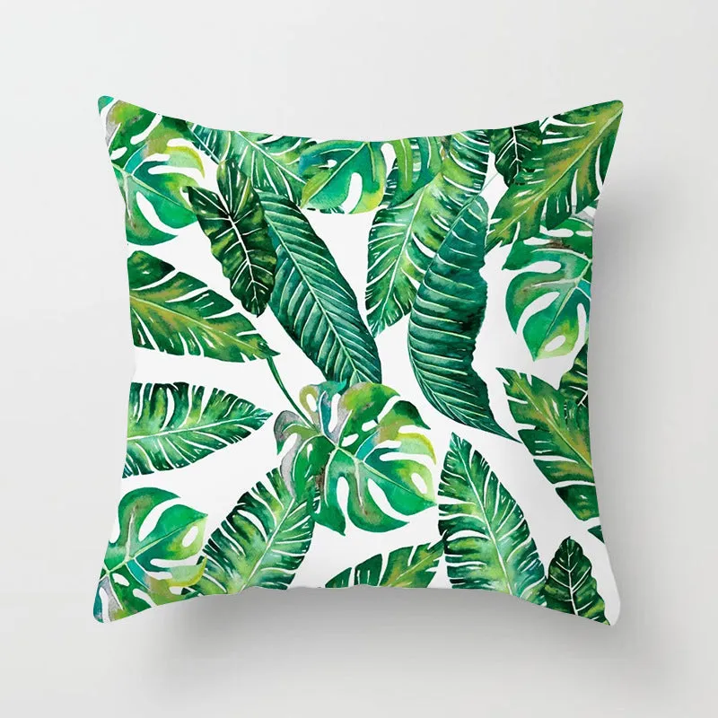 Tropical Leaf Cactus Throw Pillow  Covers