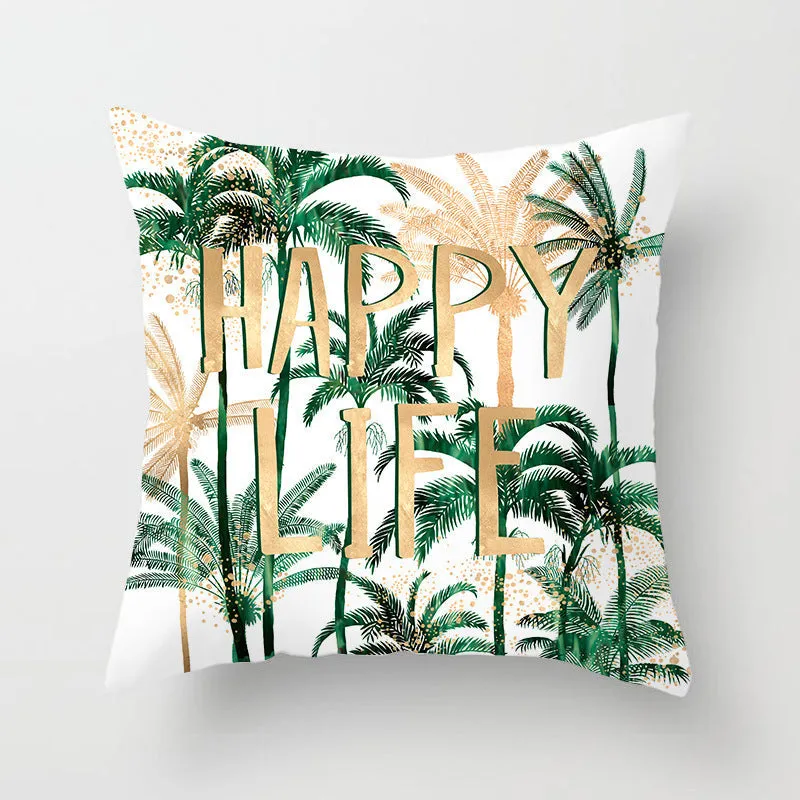 Tropical Leaf Cactus Throw Pillow  Covers