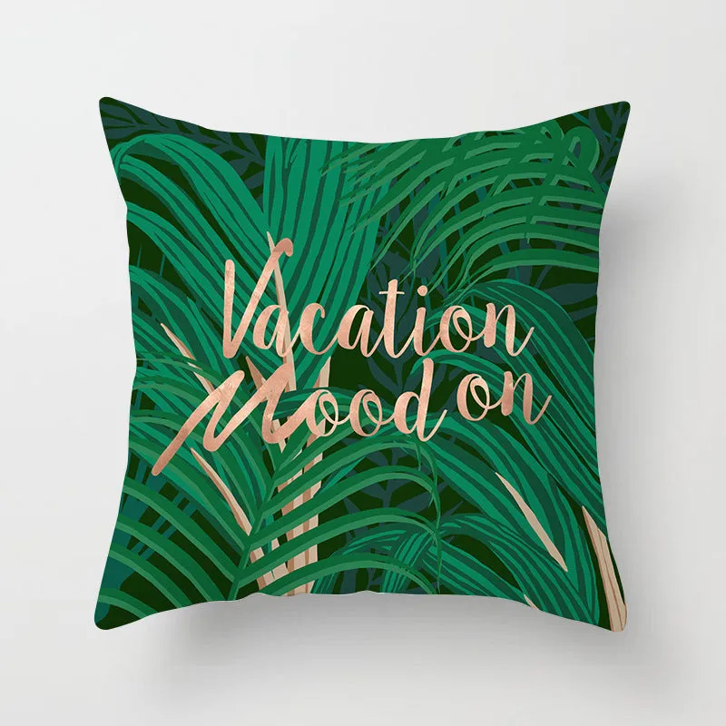 Tropical Leaf Cactus Throw Pillow  Covers