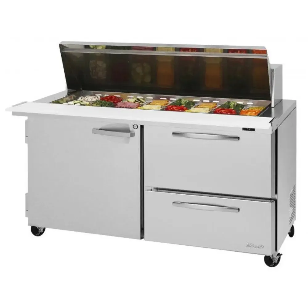 Turbo Air PST-60-24-D2R(L)-N 60.25" 2 Section Sandwich/Salad Prep Table, 17 cu. Ft., 115/60/1