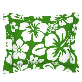 White Hawaiian Hibiscus Flowers on Fresh Green Pillow Sham