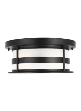 Wilburn Collection - Two Light Outdoor Flush Mount | Finish: Black - 7890902-12