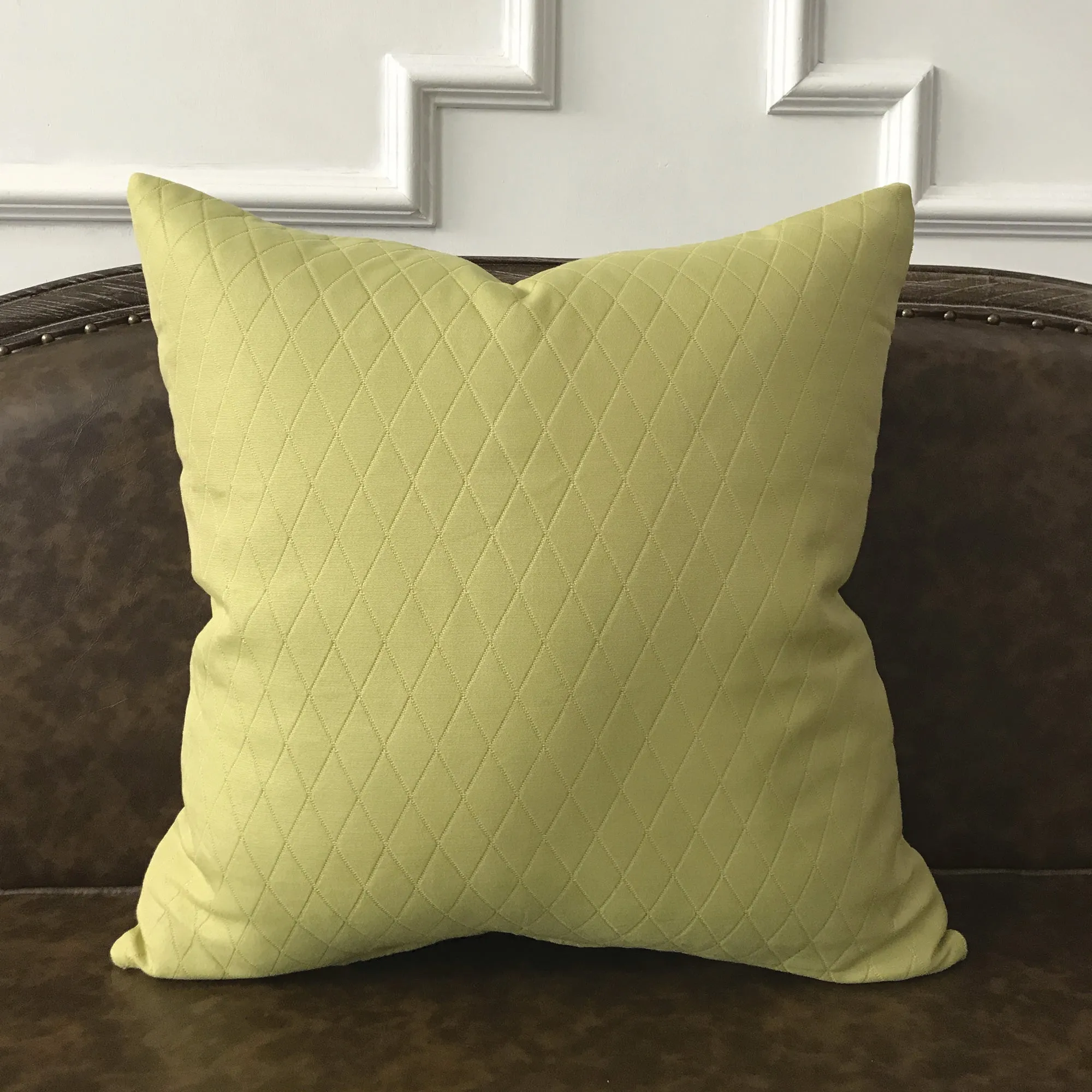 Yellow Green Geometric Woven Solid Throw Pillow Cover 22x22