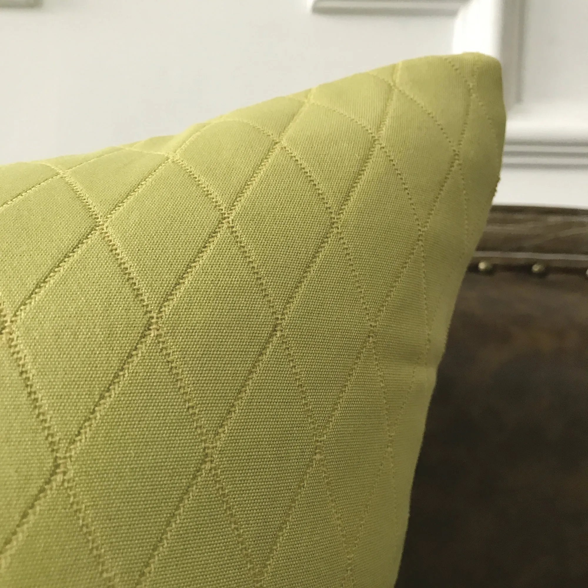 Yellow Green Geometric Woven Solid Throw Pillow Cover 22x22