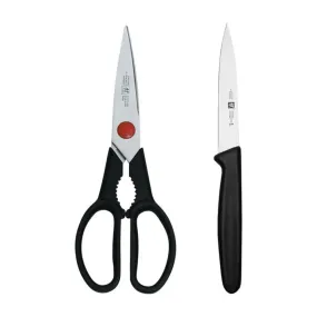 Zwilling 1016045 7" Kitchen Twin Shears & Paring Knife Set with Black Handle